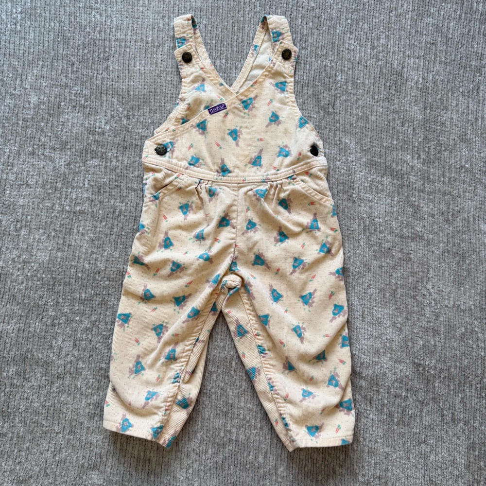 Vintage OshKosh B'Gosh 2T Bunny Peter Rabbit Corduroy Overalls USA Made